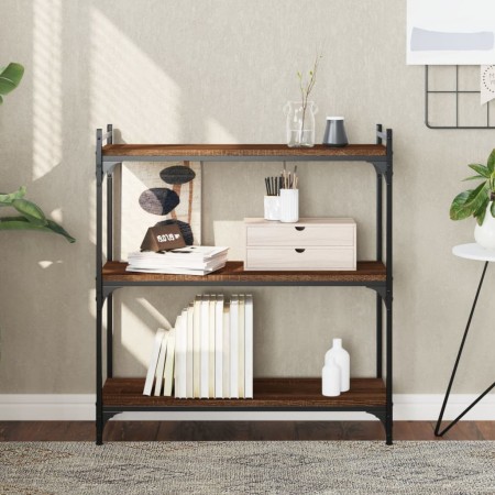 Librería 3 estantes madera ingeniería roble marrón 80x30x86 cm de , Librerías y estanterías - Ref: Foro24-837671, Precio: 50,...