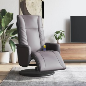 Sillón reclinable de masaje con reposapiés cuero sintético gris de , Sillones - Ref: Foro24-356515, Precio: 244,57 €, Descuen...