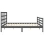 Estructura de cama con cabecero madera maciza gris 200x200 cm de vidaXL, Camas y somieres - Ref: Foro24-3194008, Precio: 171,...