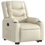 Sillón reclinable elevable cuero artificial color crema de , Sillones - Ref: Foro24-3206552, Precio: 320,05 €, Descuento: %