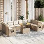 Set de sofás de jardín 11pzas con cojines ratán sintético beige en Conjuntos de jardín | Comprar online en Foru.es