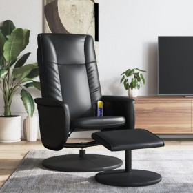 Sillón reclinable masaje con reposapiés cuero sintético negro de , Sillones - Ref: Foro24-356520, Precio: 147,41 €, Descuento: %