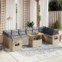 Set de sofás de jardín 11pzas con cojines ratán sintético beige en Conjuntos de jardín | Comprar online en Foru.es