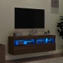Muebles TV de pared luces LED 2 uds roble marrón 60x30x40 cm de , Muebles TV - Ref: Foro24-837196, Precio: 98,52 €, Descuento: %