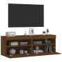 Muebles TV de pared luces LED 2 uds roble marrón 60x30x40 cm de , Muebles TV - Ref: Foro24-837196, Precio: 98,52 €, Descuento: %