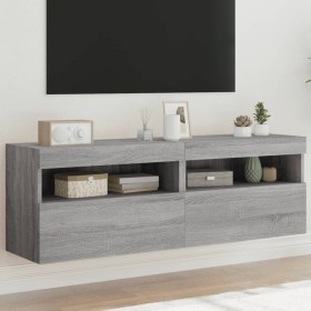 Muebles TV de pared con luces LED 2 uds gris Sonoma 60x30x40 cm de , Muebles TV - Ref: Foro24-837194, Precio: 100,30 €, Descu...