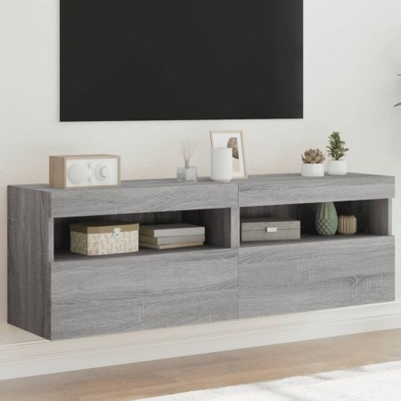 Muebles TV de pared con luces LED 2 uds gris Sonoma 60x30x40 cm de , Muebles TV - Ref: Foro24-837194, Precio: 100,30 €, Descu...