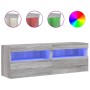 Muebles TV de pared con luces LED 2 uds gris Sonoma 60x30x40 cm de , Muebles TV - Ref: Foro24-837194, Precio: 100,30 €, Descu...