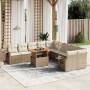 Set de sofás de jardín 11pzas con cojines ratán sintético beige en Conjuntos de jardín | Comprar online en Foru.es