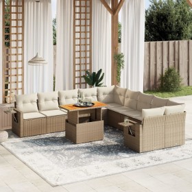 Set de sofás de jardín 11pzas con cojines ratán sintético beige en Conjuntos de jardín | Comprar online en Foru.es
