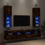 Muebles de TV con luces LED 2 uds roble ahumado 30,5x30x102 cm de , Muebles TV - Ref: Foro24-837024, Precio: 106,83 €, Descue...