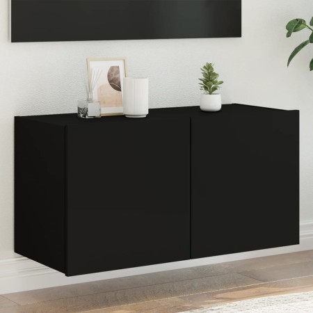 Mueble de TV de pared con luces LED negro 80x35x41 cm de , Muebles TV - Ref: Foro24-837317, Precio: 60,34 €, Descuento: %