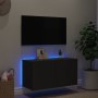 Mueble de TV de pared con luces LED negro 80x35x41 cm de , Muebles TV - Ref: Foro24-837317, Precio: 60,34 €, Descuento: %