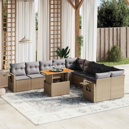 Set de sofás de jardín 11pzas con cojines ratán sintético beige en Conjuntos de jardín | Comprar online en Foru.es