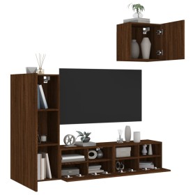 Muebles de TV de pared 4 pzas madera de ingeniería marrón roble de , Muebles TV - Ref: Foro24-3216506, Precio: 156,21 €, Desc...