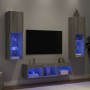 Muebles TV pared con LED 5 pzas madera ingeniería gris Sonoma de , Muebles TV - Ref: Foro24-3216609, Precio: 176,36 €, Descue...