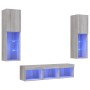 Muebles TV pared con LED 5 pzas madera ingeniería gris Sonoma de , Muebles TV - Ref: Foro24-3216609, Precio: 176,36 €, Descue...