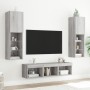 Muebles TV pared con LED 5 pzas madera ingeniería gris Sonoma de , Muebles TV - Ref: Foro24-3216609, Precio: 176,36 €, Descue...