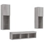Muebles TV pared con LED 5 pzas madera ingeniería gris Sonoma de , Muebles TV - Ref: Foro24-3216609, Precio: 176,36 €, Descue...