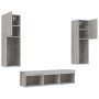 Muebles TV pared con LED 5 pzas madera ingeniería gris Sonoma de , Muebles TV - Ref: Foro24-3216609, Precio: 176,36 €, Descue...