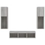 Muebles TV pared con LED 5 pzas madera ingeniería gris Sonoma de , Muebles TV - Ref: Foro24-3216609, Precio: 176,36 €, Descue...