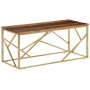 Mesa de centro de acero inoxidable dorado y madera maciza de , Mesas de centro - Ref: Foro24-349942, Precio: 155,67 €, Descue...
