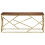 Mesa de centro de acero inoxidable dorado y madera maciza de , Mesas de centro - Ref: Foro24-349942, Precio: 155,67 €, Descue...