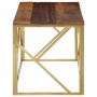 Mesa de centro de acero inoxidable dorado y madera maciza de , Mesas de centro - Ref: Foro24-349942, Precio: 155,67 €, Descue...