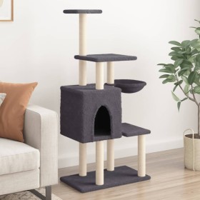 Rascador para gatos con postes de sisal gris oscuro 131 cm de , Mobiliario para gatos - Ref: Foro24-172129, Precio: 60,96 €, ...