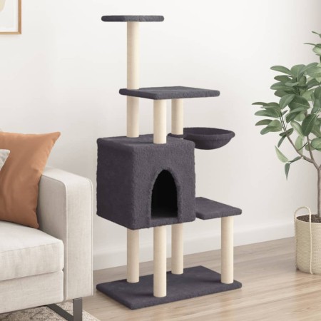 Rascador para gatos con postes de sisal gris oscuro 131 cm de , Mobiliario para gatos - Ref: Foro24-172129, Precio: 60,96 €, ...