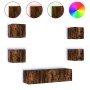 Muebles TV pared con LED 6 pzas madera ingeniería roble ahumado de , Muebles TV - Ref: Foro24-3216857, Precio: 190,80 €, Desc...