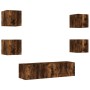 Muebles TV pared con LED 6 pzas madera ingeniería roble ahumado de , Muebles TV - Ref: Foro24-3216857, Precio: 190,80 €, Desc...