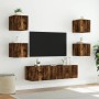 Muebles TV pared con LED 6 pzas madera ingeniería roble ahumado de , Muebles TV - Ref: Foro24-3216857, Precio: 190,80 €, Desc...