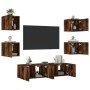 Muebles TV pared con LED 6 pzas madera ingeniería roble ahumado de , Muebles TV - Ref: Foro24-3216857, Precio: 190,80 €, Desc...