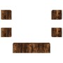 Muebles TV pared con LED 6 pzas madera ingeniería roble ahumado de , Muebles TV - Ref: Foro24-3216857, Precio: 190,80 €, Desc...