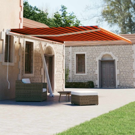 Toldo de pie retráctil manual naranja y marrón 450x300 cm de vidaXL, Toldos - Ref: Foro24-3069560, Precio: 494,94 €, Descuent...