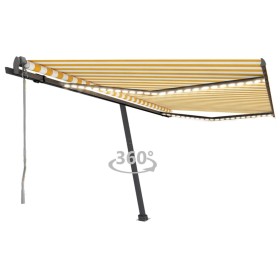 Toldo automático LED sensor de viento amarillo blanco 450x300cm de vidaXL, Toldos - Ref: Foro24-3069773, Precio: 660,62 €, De...