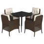 Set comedor de jardín 5 piezas y cojines ratán sintético marrón de , Conjuntos de jardín - Ref: Foro24-3211935, Precio: 492,9...