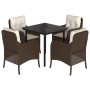 Set comedor de jardín 5 piezas y cojines ratán sintético marrón de , Conjuntos de jardín - Ref: Foro24-3211942, Precio: 472,0...