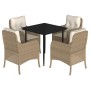 Set comedor de jardín 5 pzas con cojines ratán sintético beige de , Conjuntos de jardín - Ref: Foro24-3211963, Precio: 550,74...