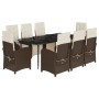 Set comedor para jardín 9 pzas y cojines ratán sintético marrón de , Conjuntos de jardín - Ref: Foro24-3212548, Precio: 1,00 ...