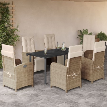 Set comedor de jardín 7 pzas con cojines ratán sintético beige de , Conjuntos de jardín - Ref: Foro24-3212581, Precio: 920,62...