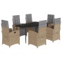 Set comedor de jardín 7 pzas con cojines ratán sintético beige de , Conjuntos de jardín - Ref: Foro24-3212588, Precio: 959,29...