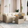 Set sofás de jardín 7 piezas y cojines ratán sintético beige en Conjuntos de jardín | Comprar online en Foru.es