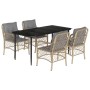 Set comedor de jardín 5 pzas con cojines ratán sintético beige de , Conjuntos de jardín - Ref: Foro24-3212155, Precio: 538,12...