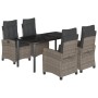 Set comedor de jardín 5 piezas con cojines ratán sintético gris de , Conjuntos de jardín - Ref: Foro24-3212796, Precio: 599,0...