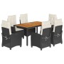 Set de comedor de jardín 7 pzas y cojines ratán sintético negro de , Conjuntos de jardín - Ref: Foro24-3212658, Precio: 818,9...
