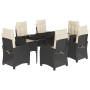Set de comedor de jardín 7 pzas y cojines ratán sintético negro de , Conjuntos de jardín - Ref: Foro24-3212728, Precio: 802,1...