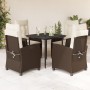 Set comedor de jardín 5 piezas y cojines ratán sintético marrón de , Conjuntos de jardín - Ref: Foro24-3212763, Precio: 638,9...
