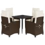 Set comedor de jardín 5 piezas y cojines ratán sintético marrón de , Conjuntos de jardín - Ref: Foro24-3212763, Precio: 638,9...